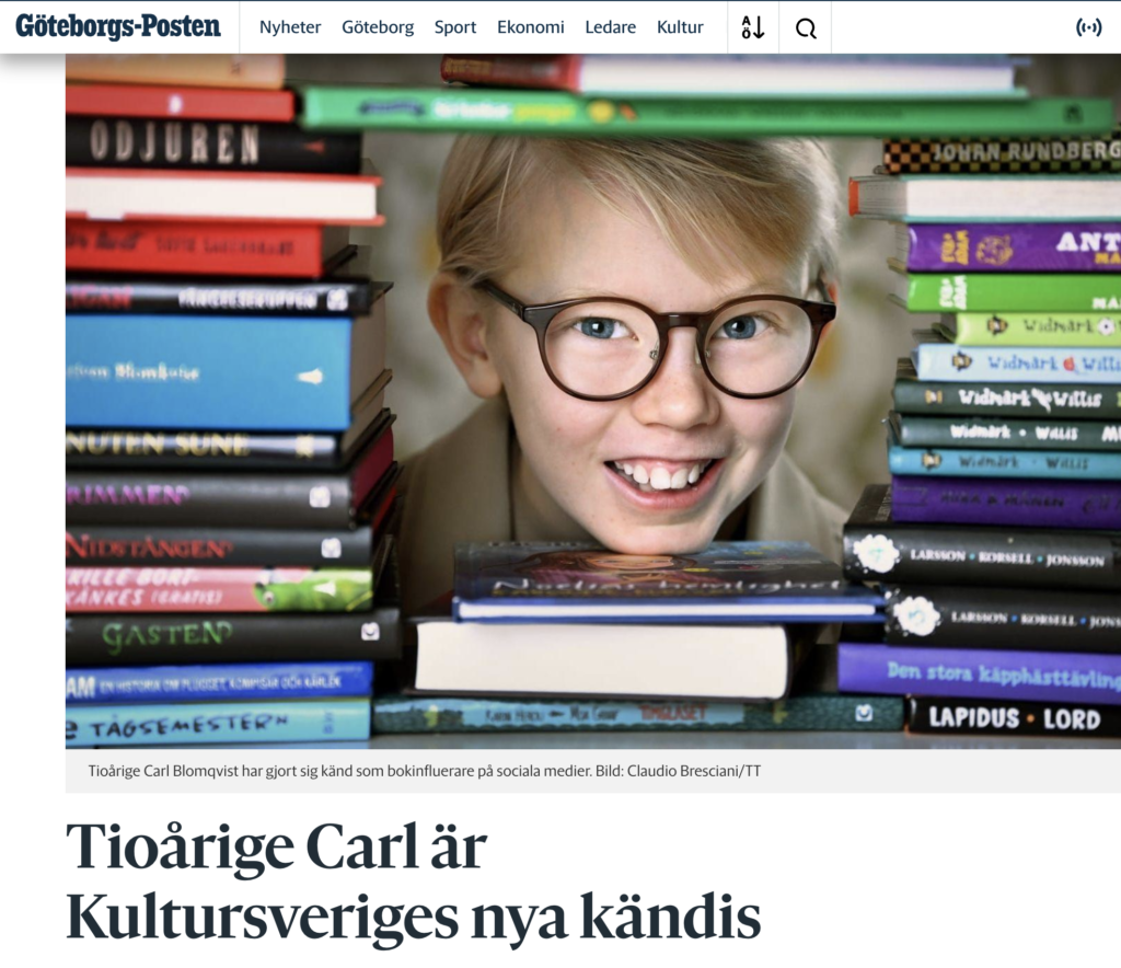 ”Tioårige Carl är Kultursveriges nya kändis” – utsedd till Årets influerare av kulturministern